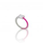 Platinum plated silver  925° ring with pink enamel (code FC002631)